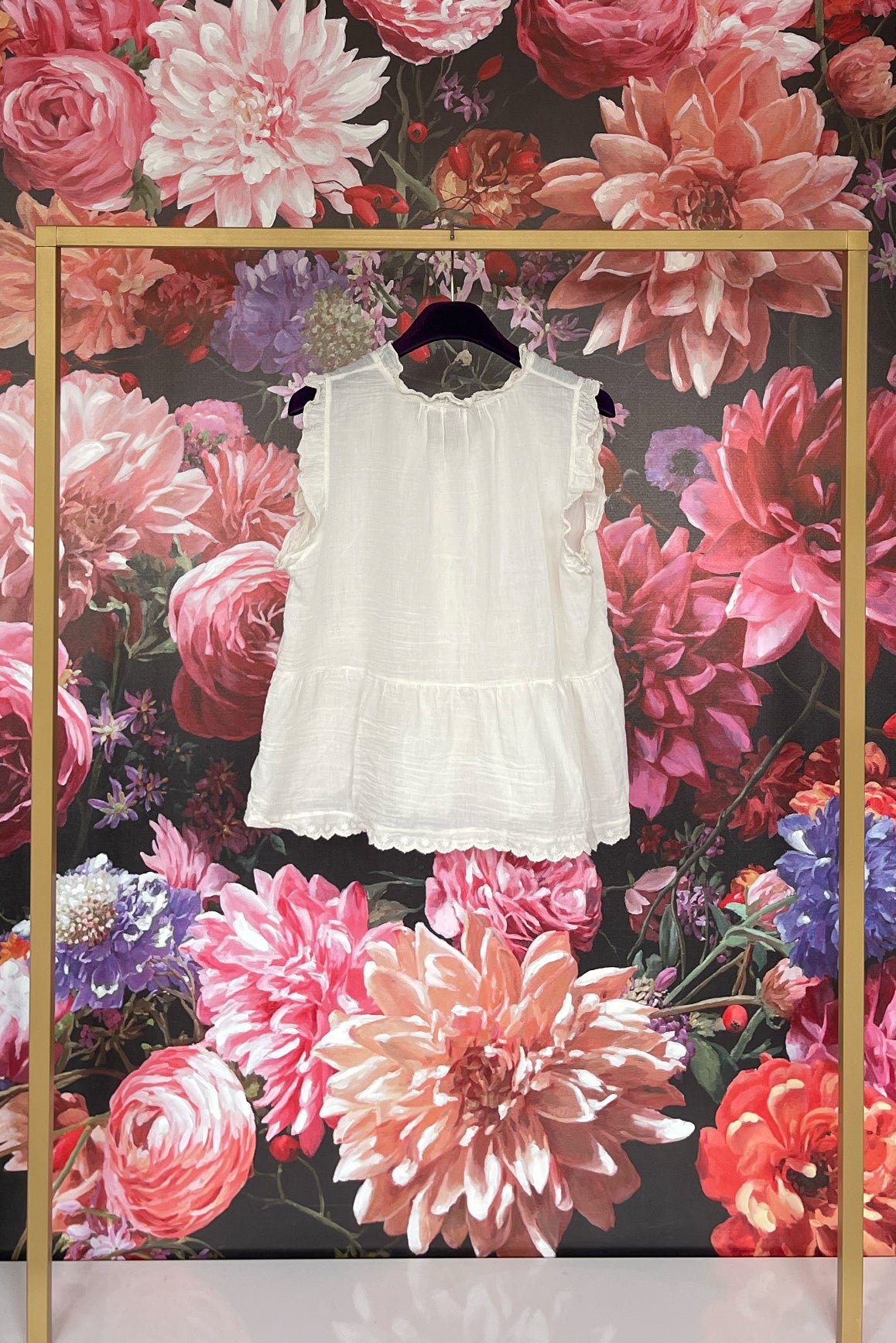 SL Bluse Rüschen Creme