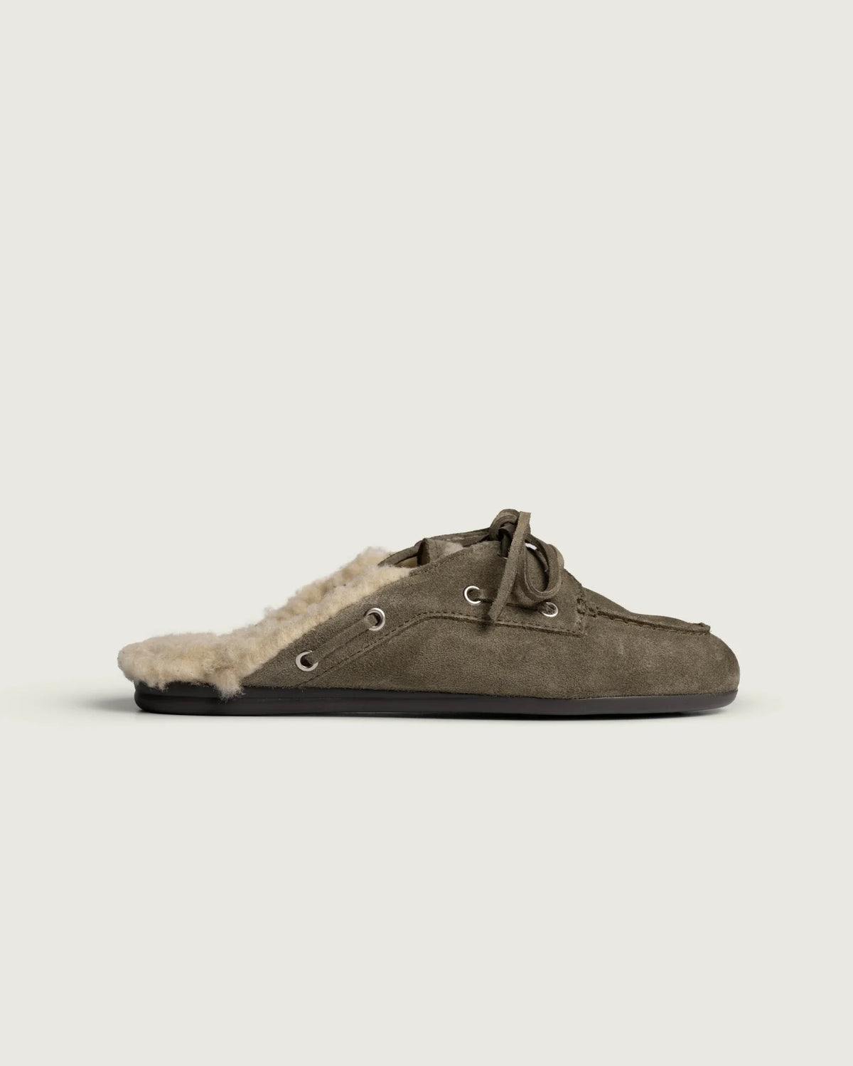 Posa Boat Loafer Mule Fur Suede