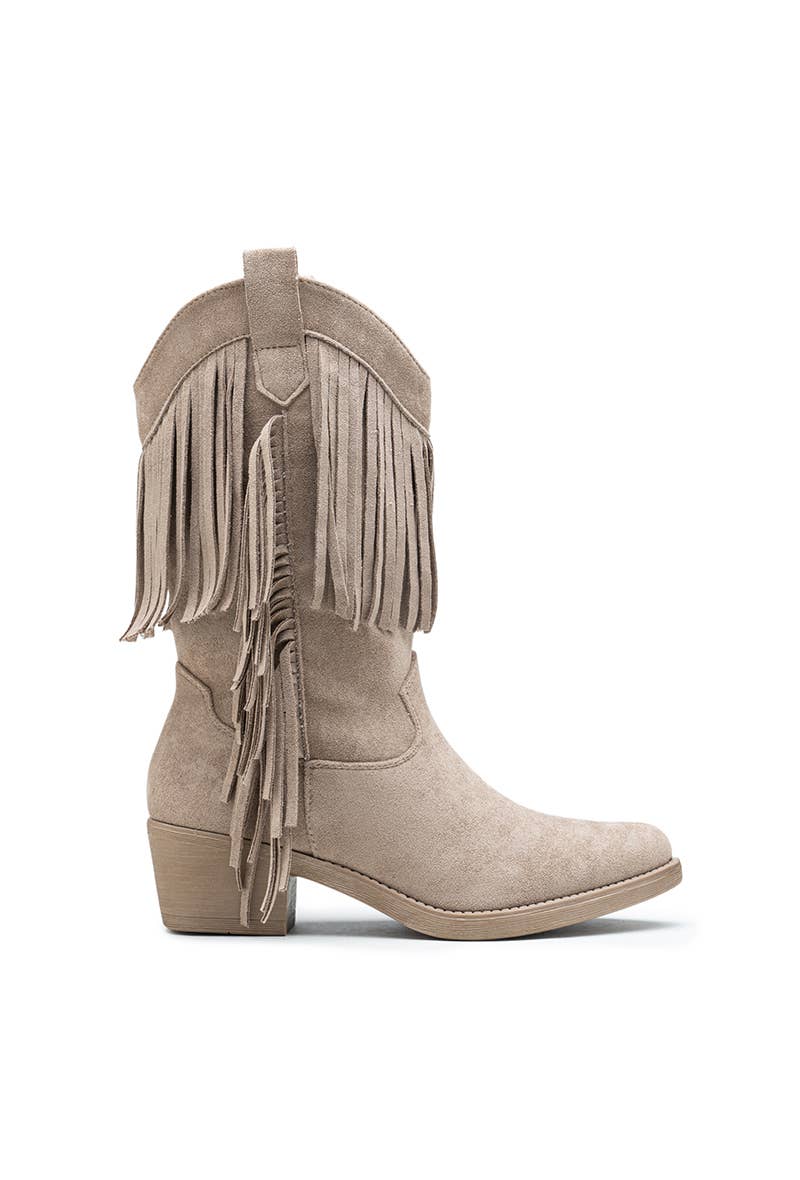Westernstiefel mit Fransen aus Wildlederimitat – HQ388