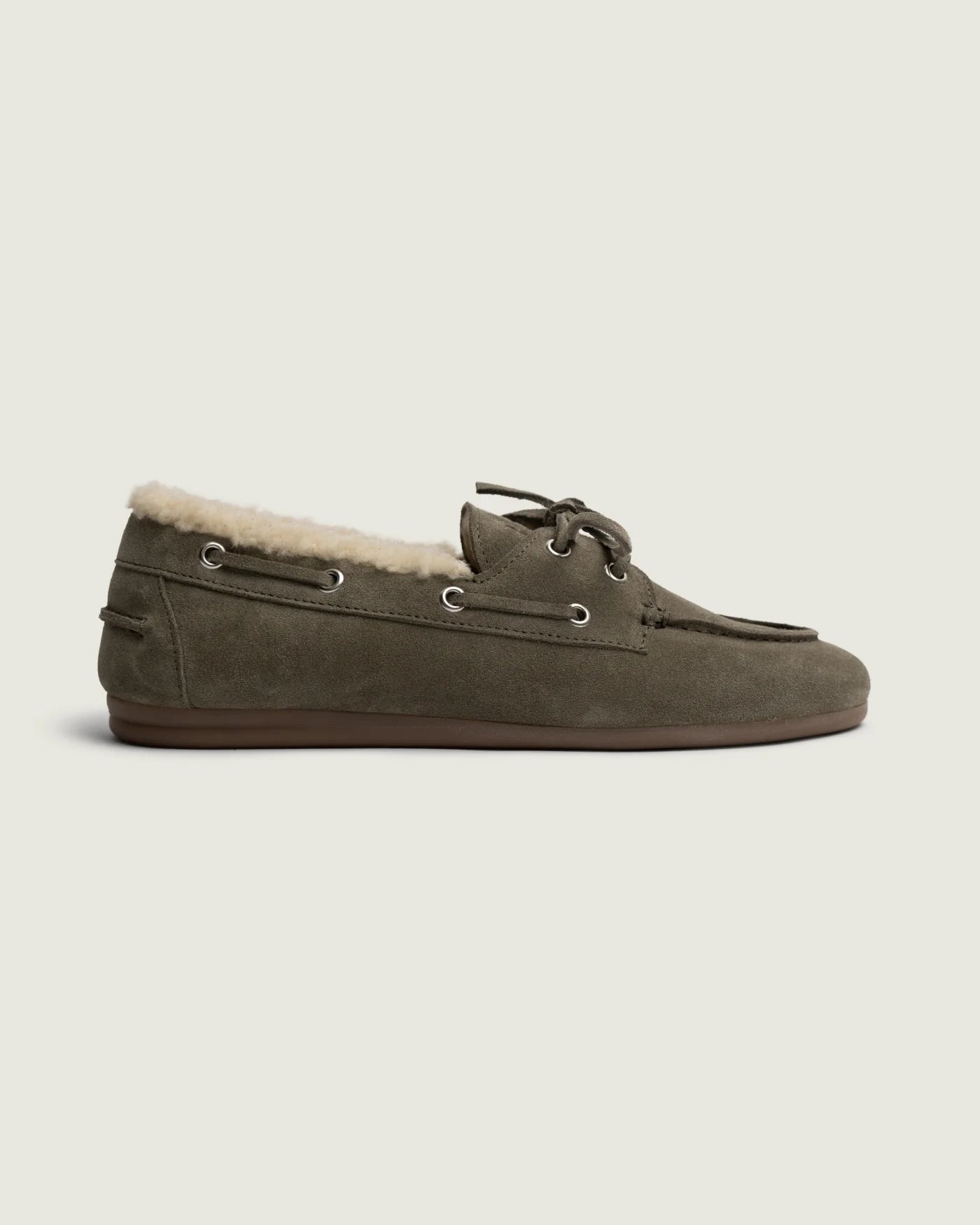 Posa Boat Loafer Brushed Fur Suede Khaki