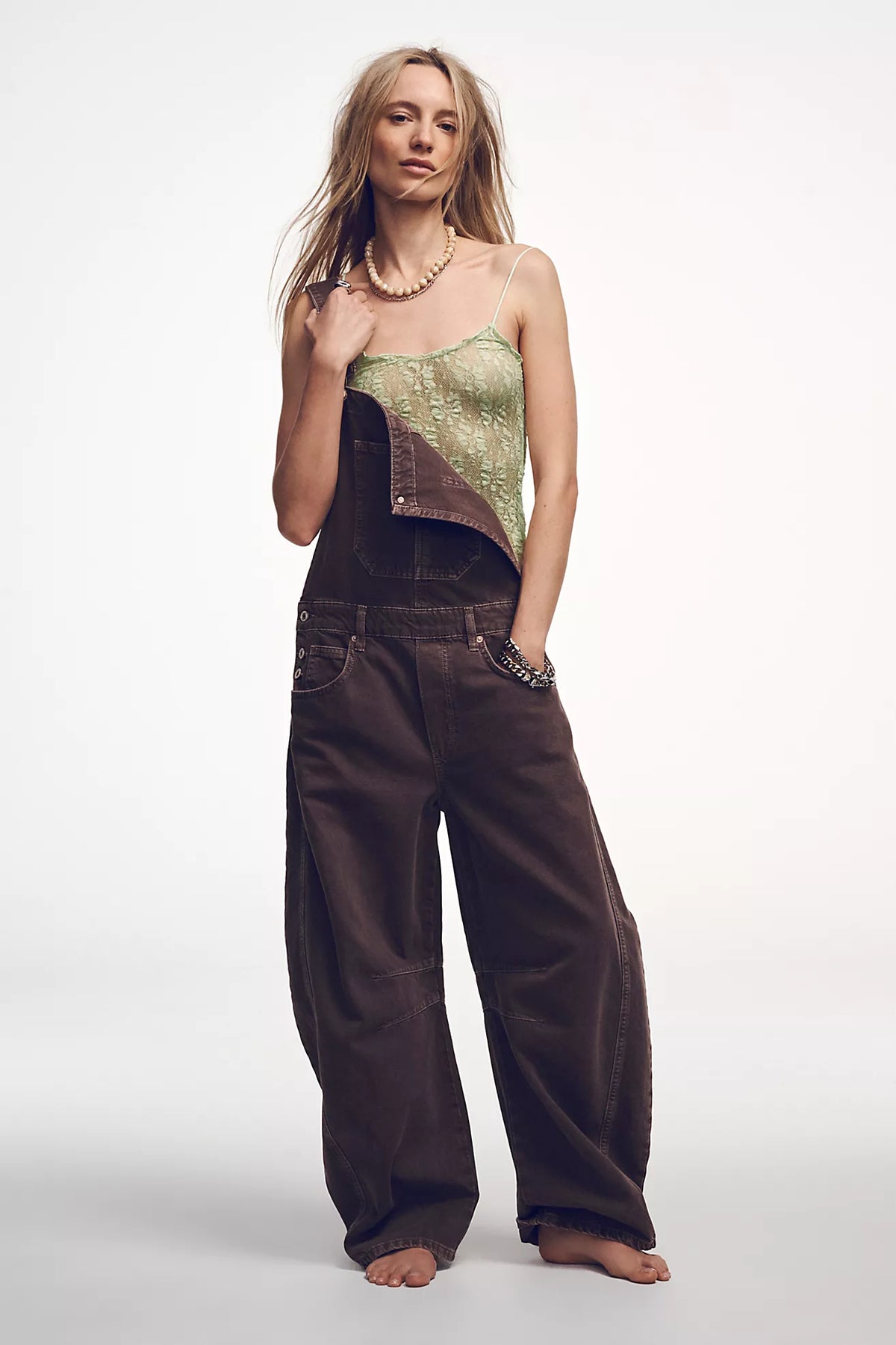 Free People Good Luck Overall Chocolate Mousse
