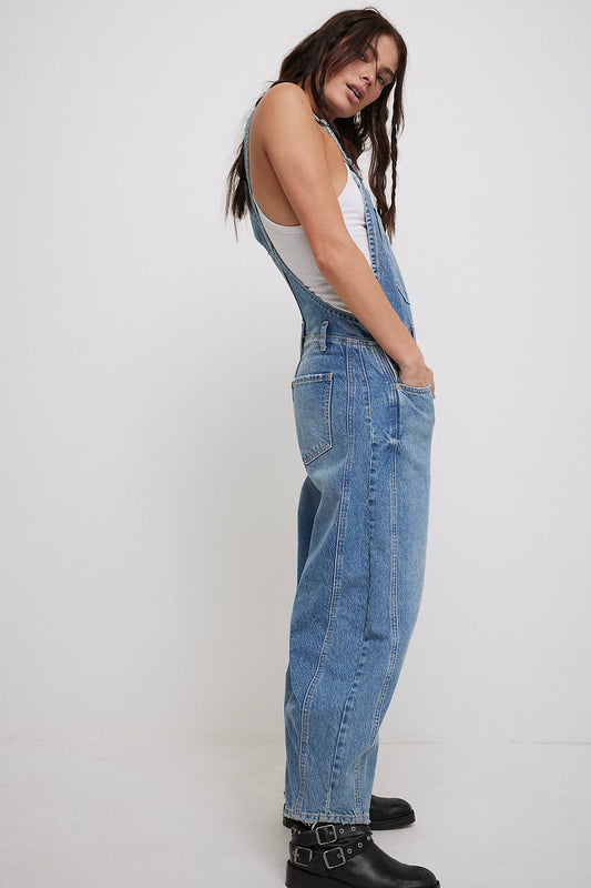 Free People Denim Overall Good Luck