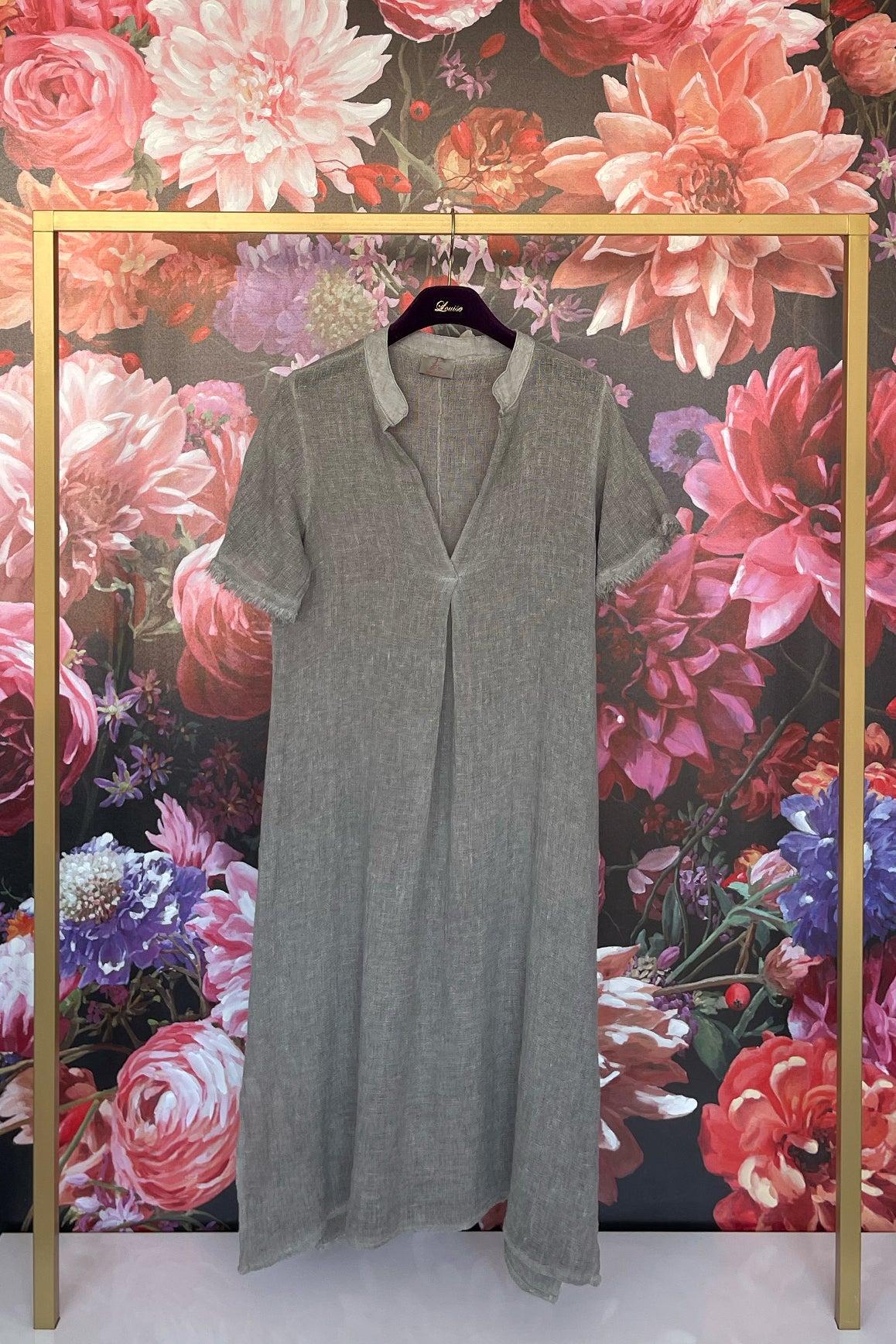 Kurzarm Kleid Taupe