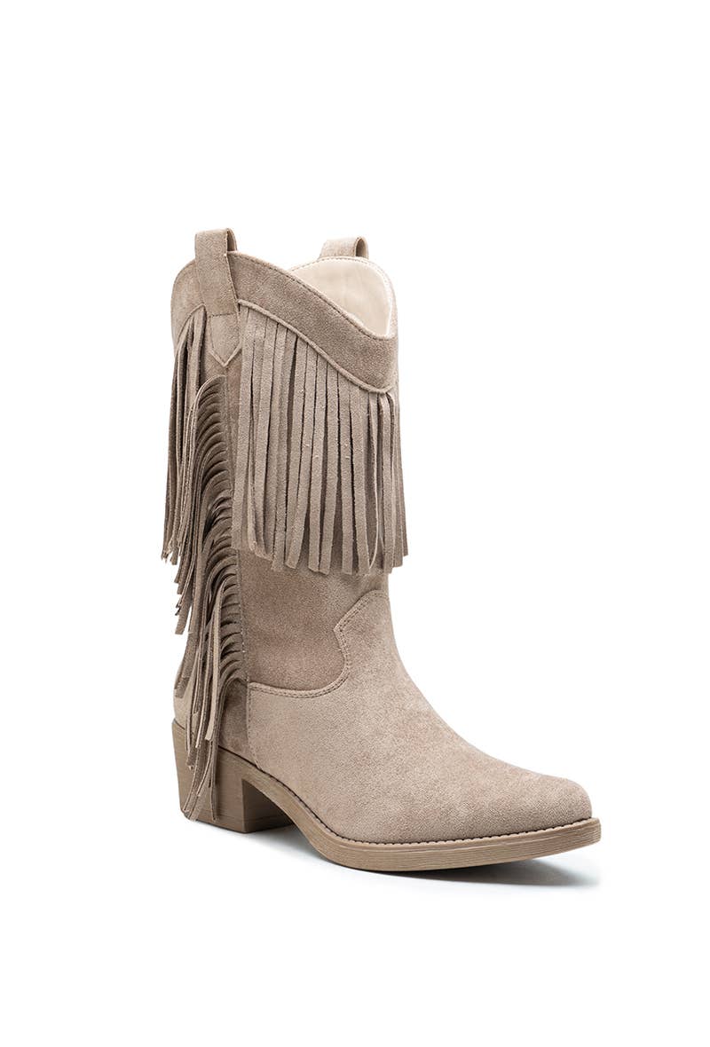 Westernstiefel mit Fransen aus Wildlederimitat – HQ388