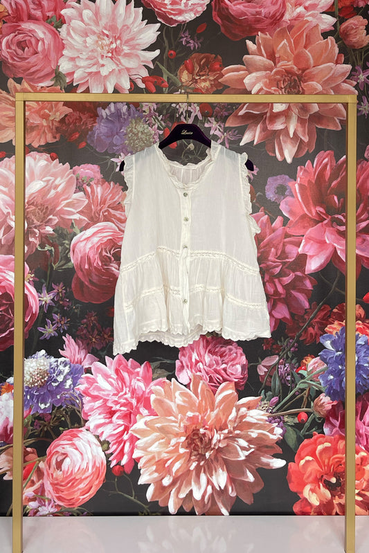 SL Bluse Rüschen Creme