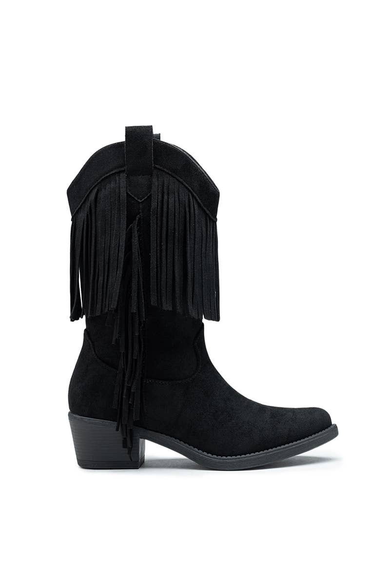 Westernstiefel mit Fransen aus Wildlederimitat – HQ388