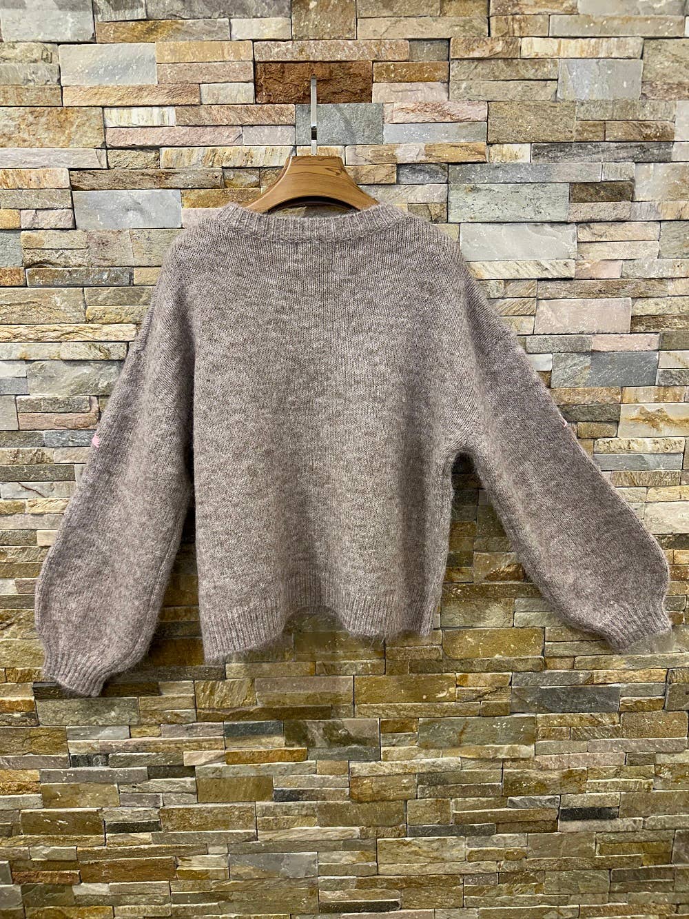Bestickter Blumenpullover Poppy Melange