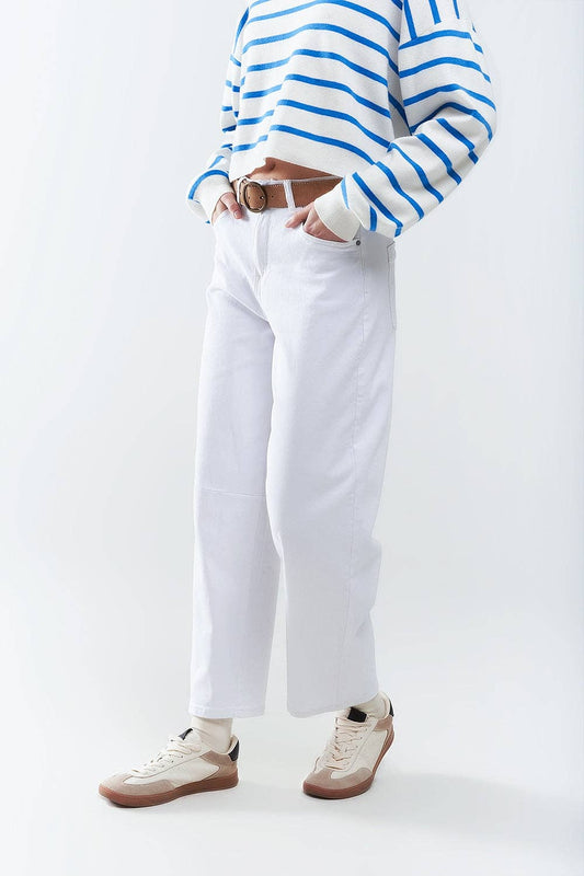 Q2 Stretch-Jeans Barrel Weiß