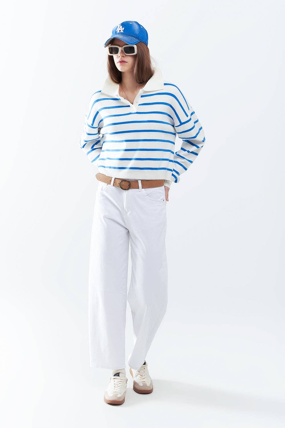 Q2 Stretch-Jeans Barrel Weiß