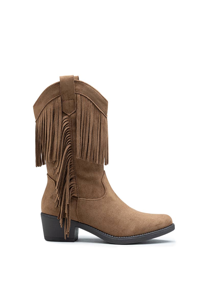 Westernstiefel mit Fransen aus Wildlederimitat – HQ388