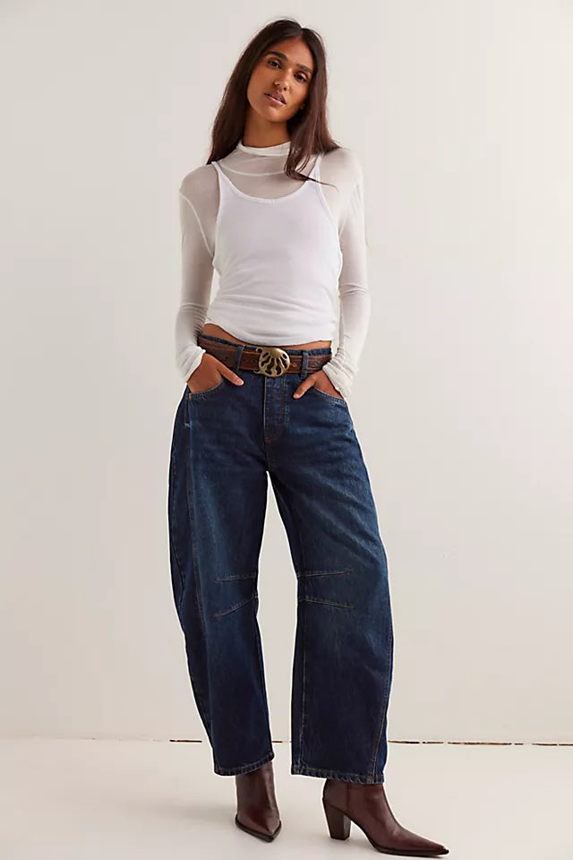 We The Free Good Luck Mid-Rise Barrel Jeans