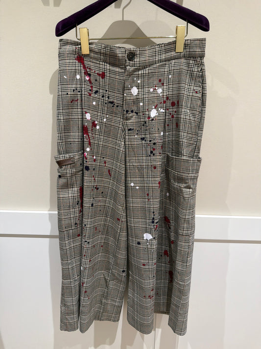 VDR Hose Culotte kariert mit Painting