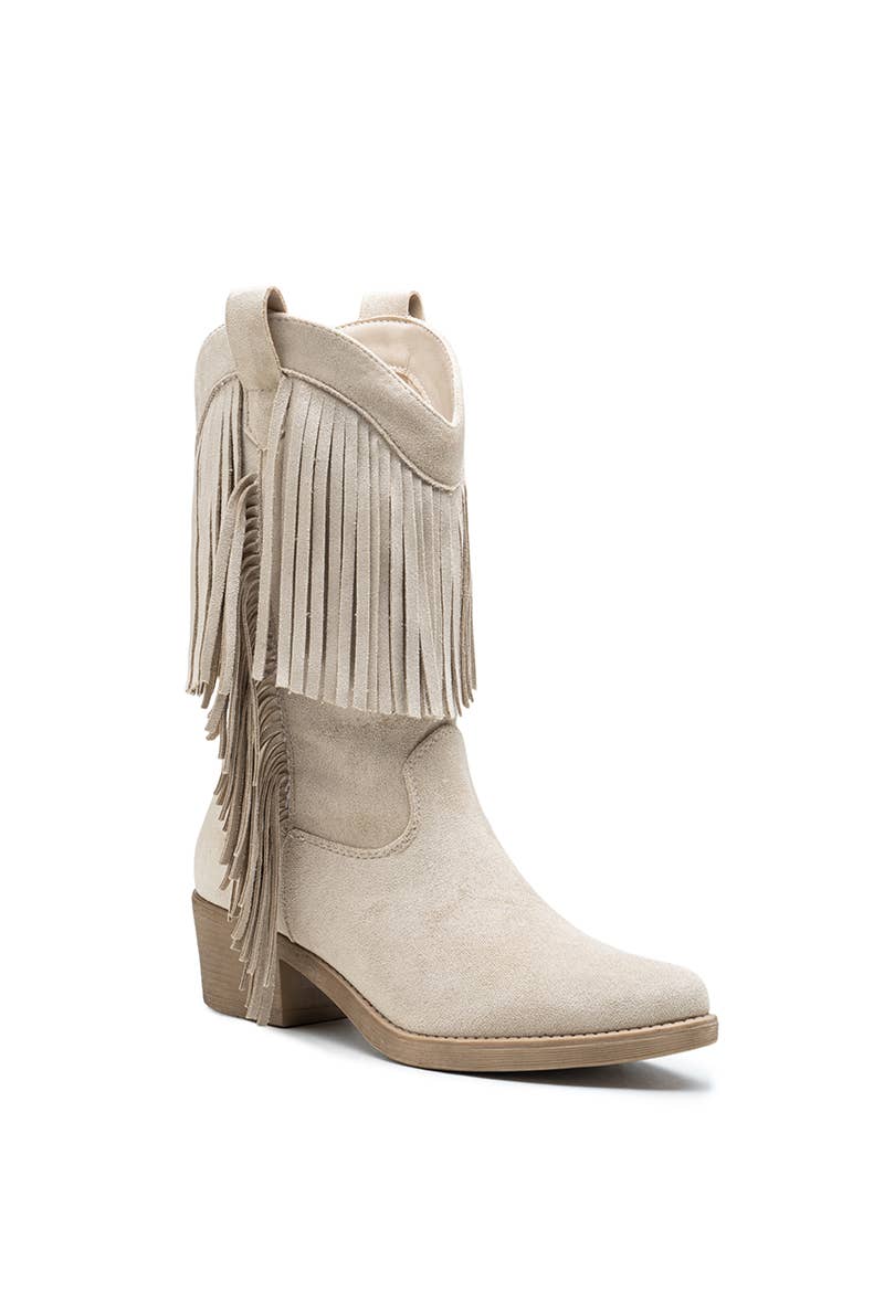 Westernstiefel mit Fransen aus Wildlederimitat – HQ388
