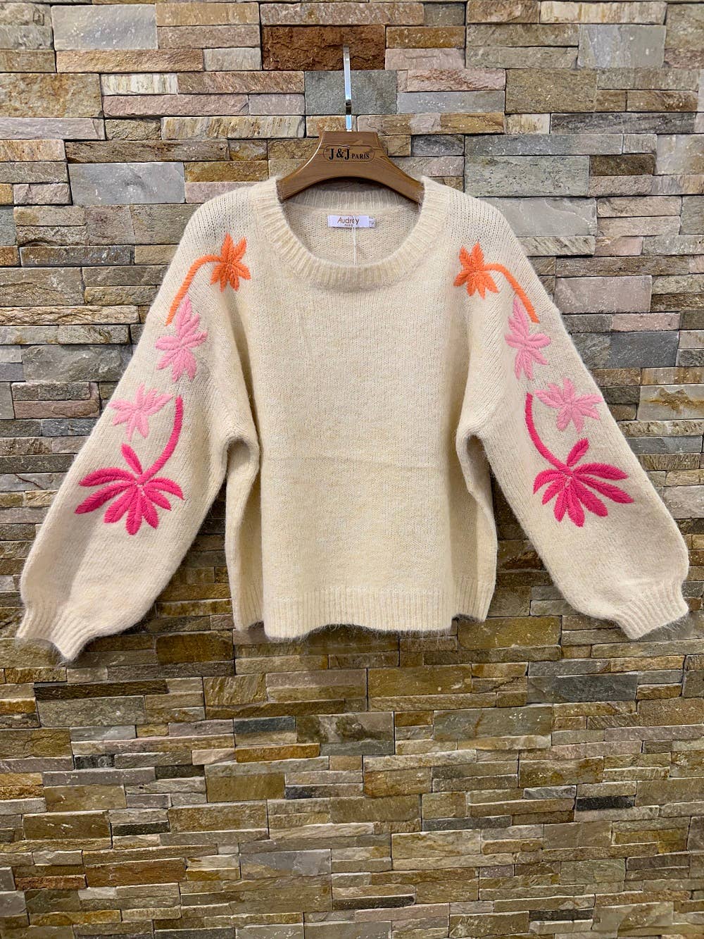 Bestickter Blumenpullover Poppy Nature