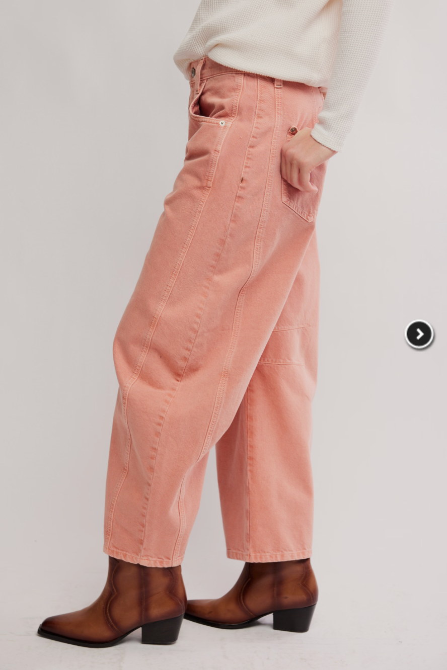 Free People Good Luck Mid Rise Barrel Peach