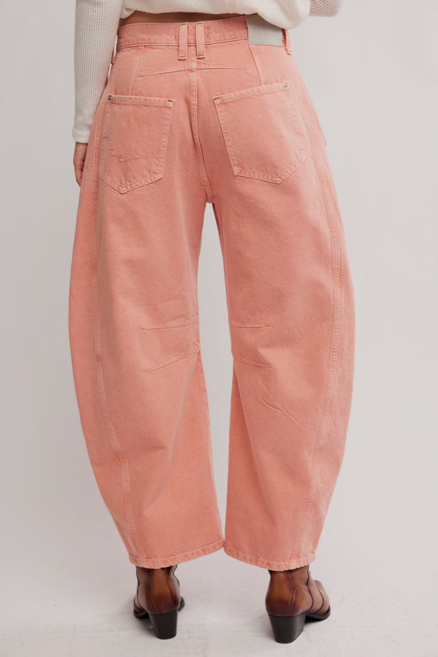 Free People Good Luck Mid Rise Barrel Peach