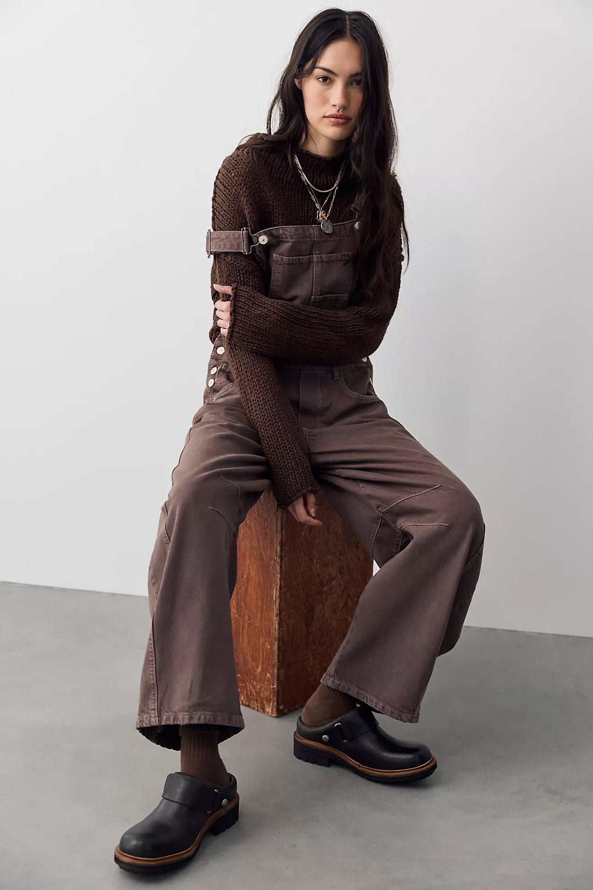 Free People Good Luck Overall Chocolate Mousse