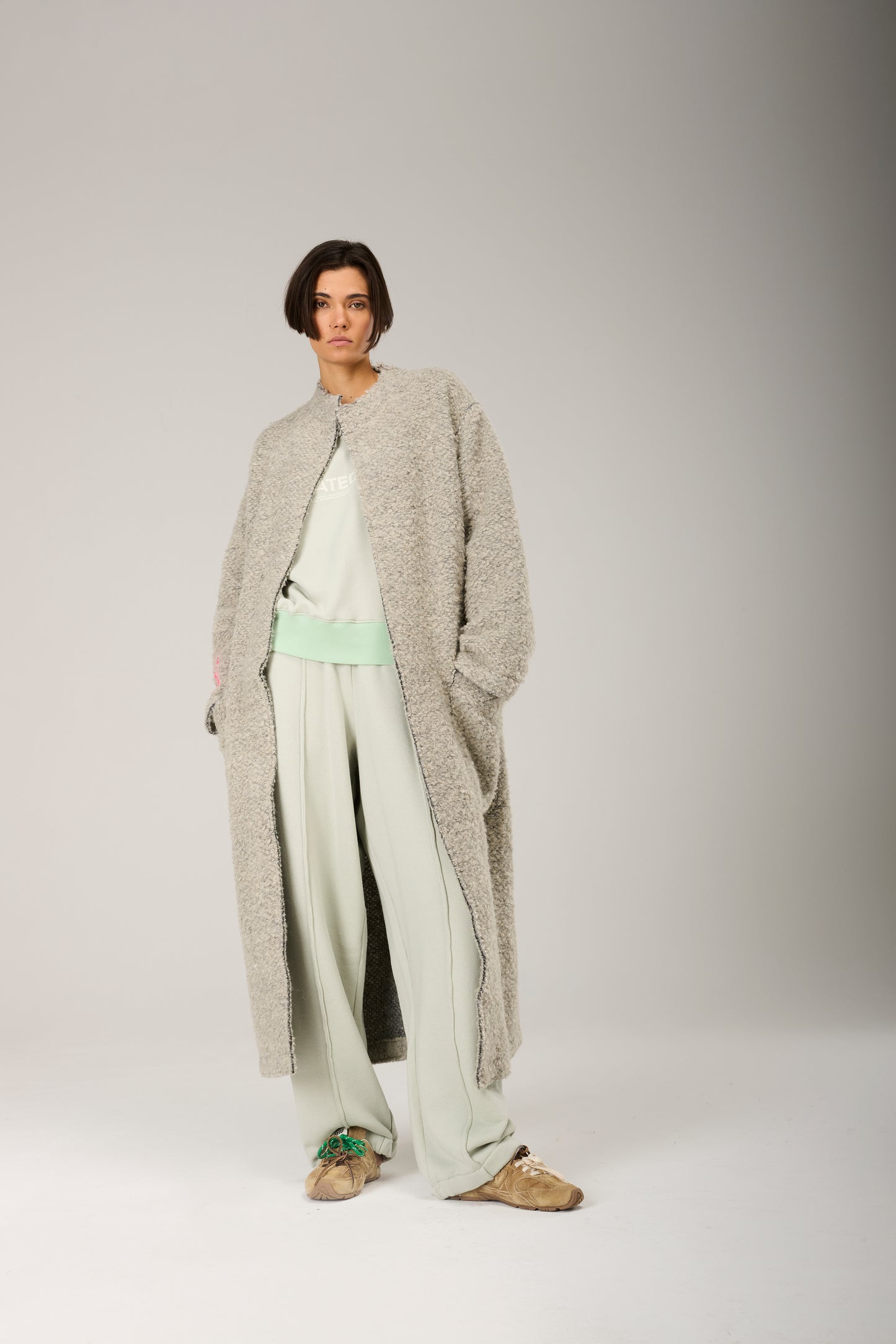 Liv Bergen Coat Split Light grey