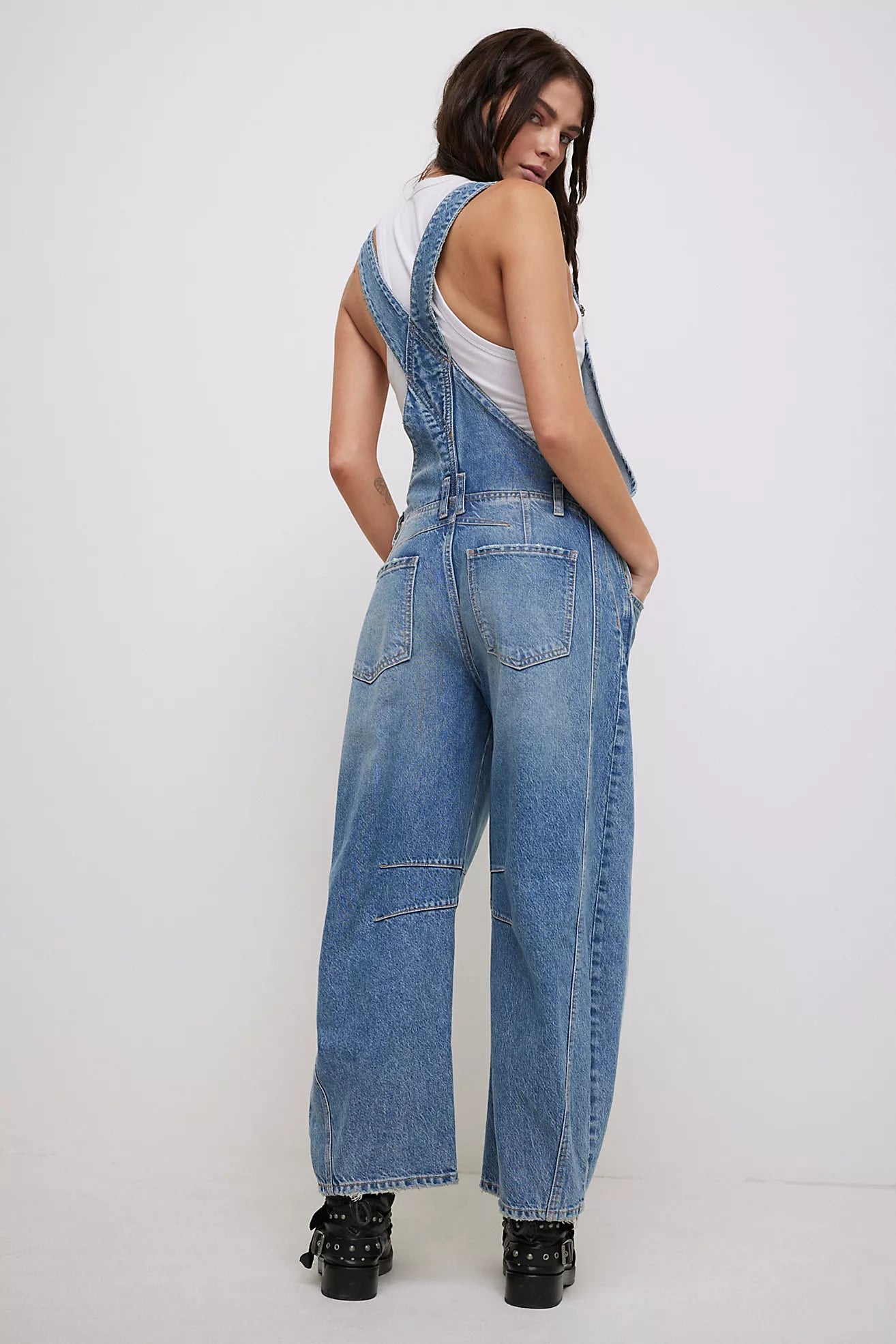 Free People Denim Overall Good Luck