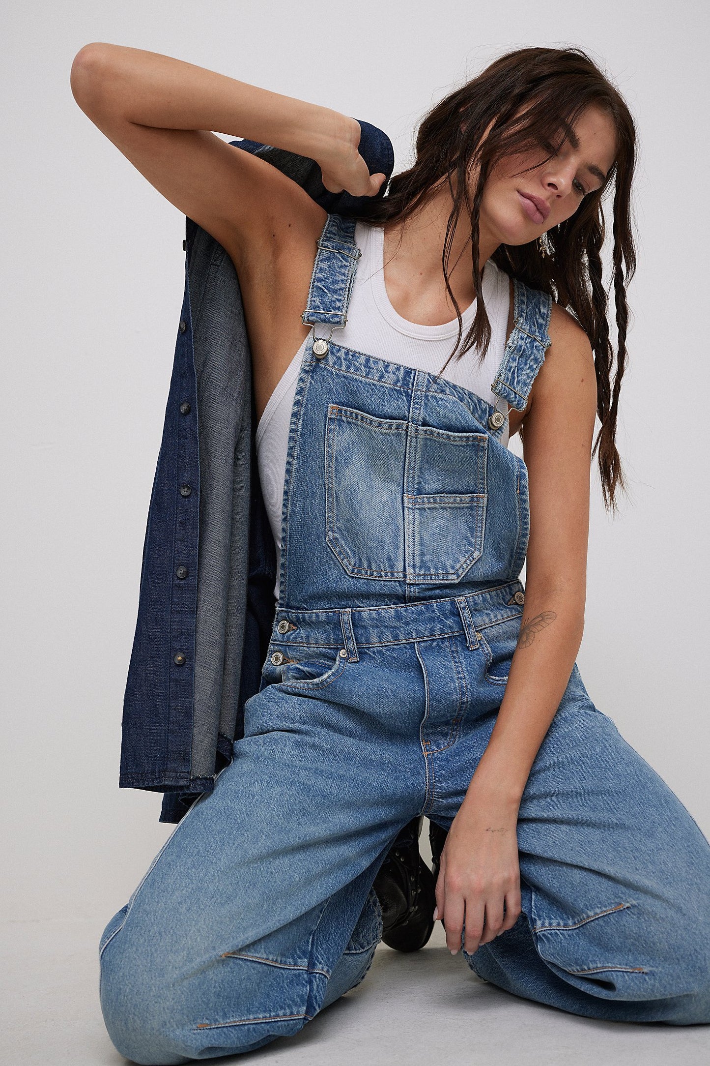 Free People Denim Overall Good Luck