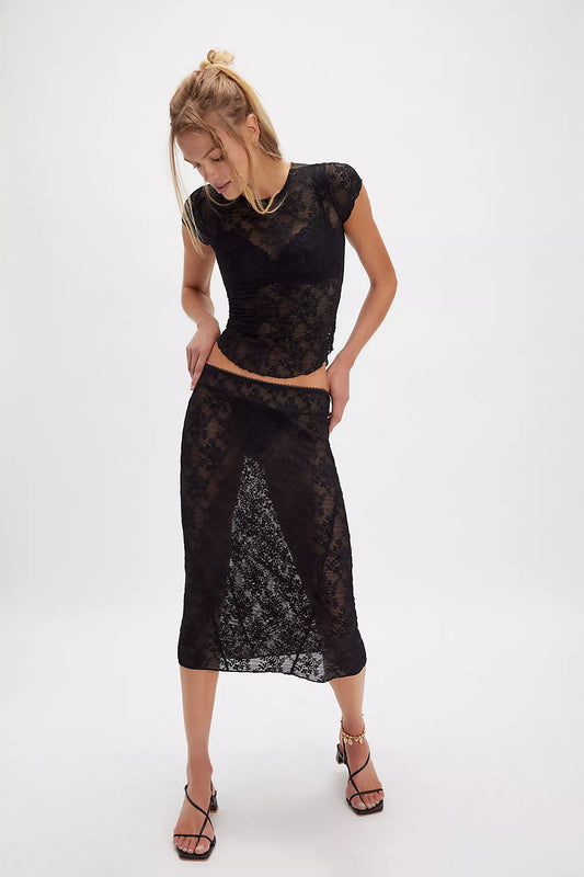 Ready To Go Lace Shirt Black Free People