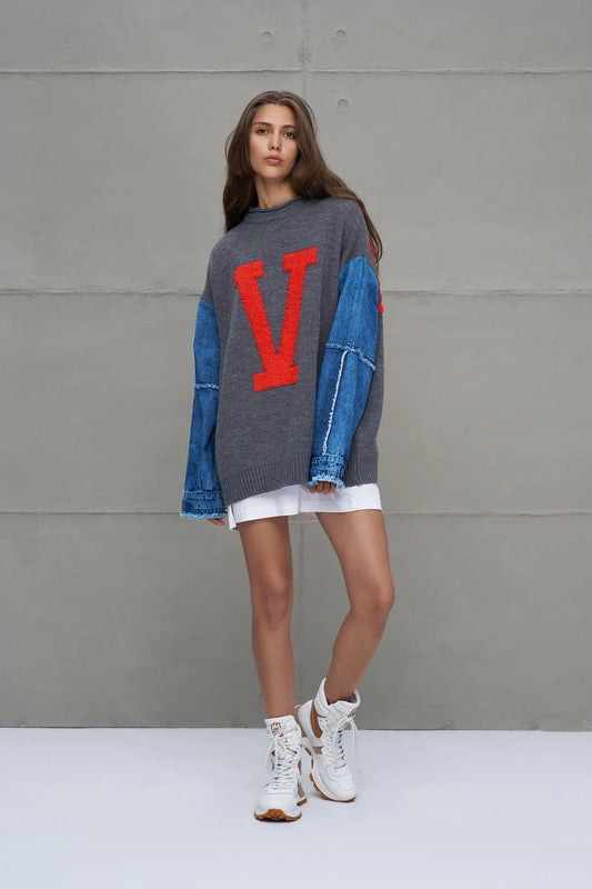 VDR Knit Sweater Green Blue - Orange Blue