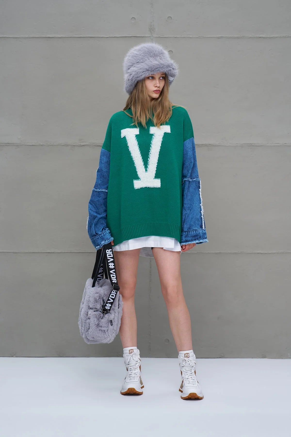 VDR Knit Sweater Green Blue - Orange Blue