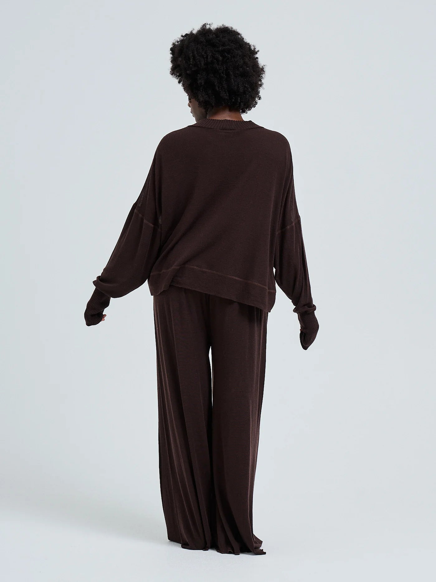 Seamless Woolen Sporty Sweat Dark Brown