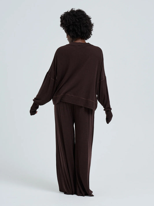 Seamless Woolen Sporty Sweat Dark Brown