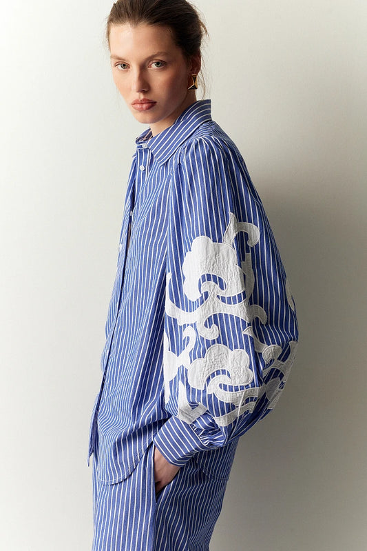 Bluse BSB Streifen blau/weiß