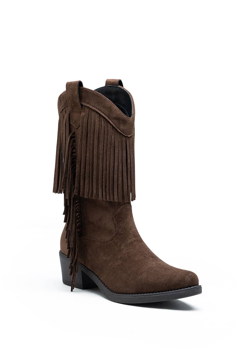 Westernstiefel mit Fransen aus Wildlederimitat – HQ388