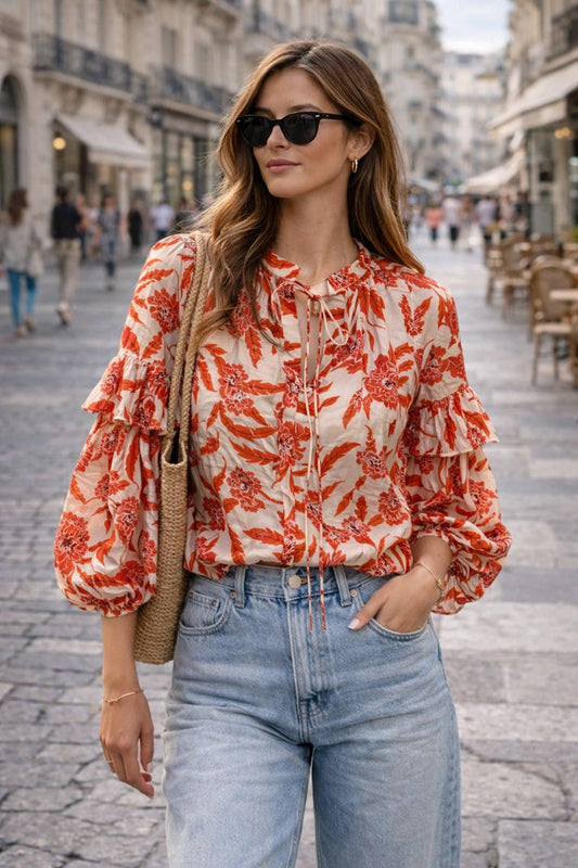 Cirta-Bluse mit Ballonärmeln