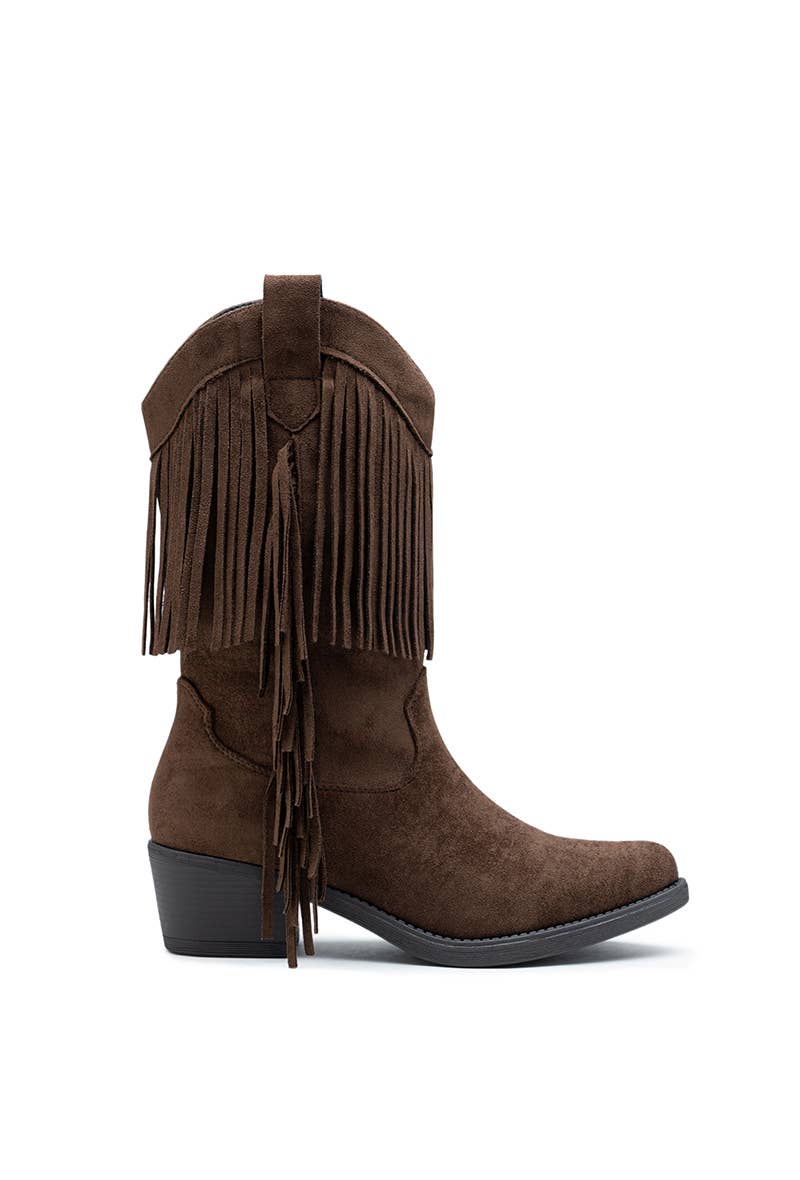 Westernstiefel mit Fransen aus Wildlederimitat – HQ388