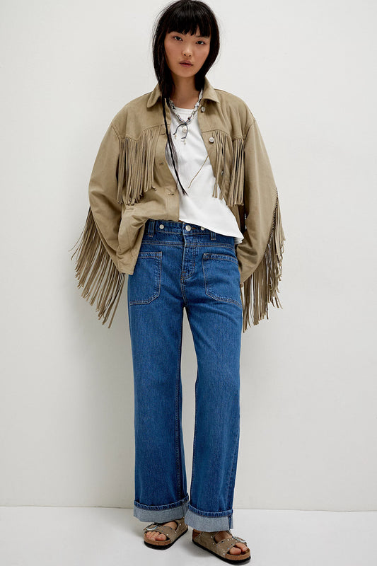Free People Cuffed Jean Blue