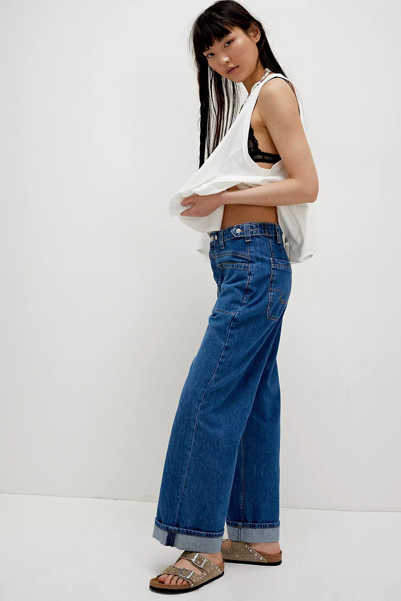 Free People Cuffed Jean Blue