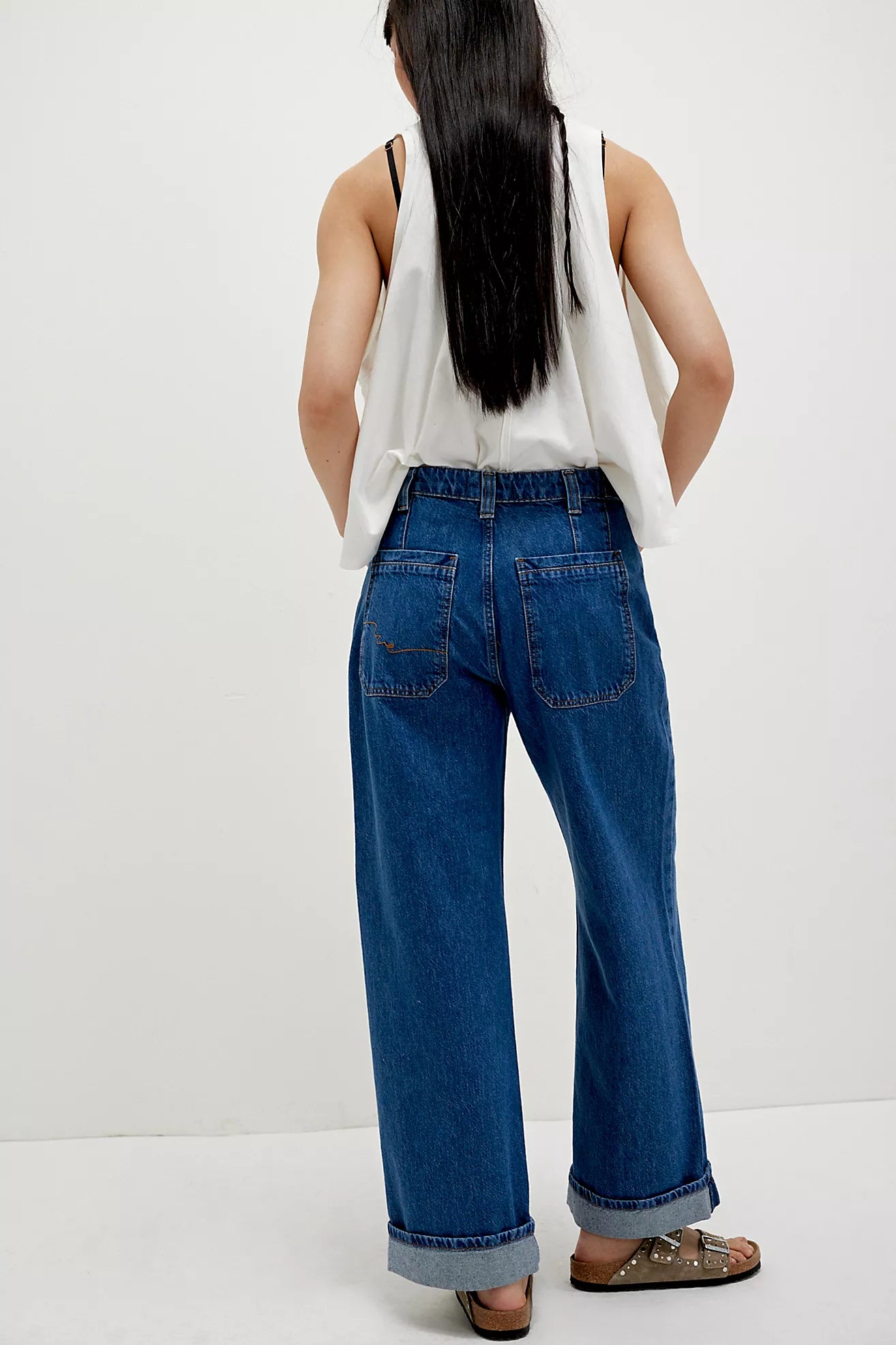 Free People Cuffed Jean Blue
