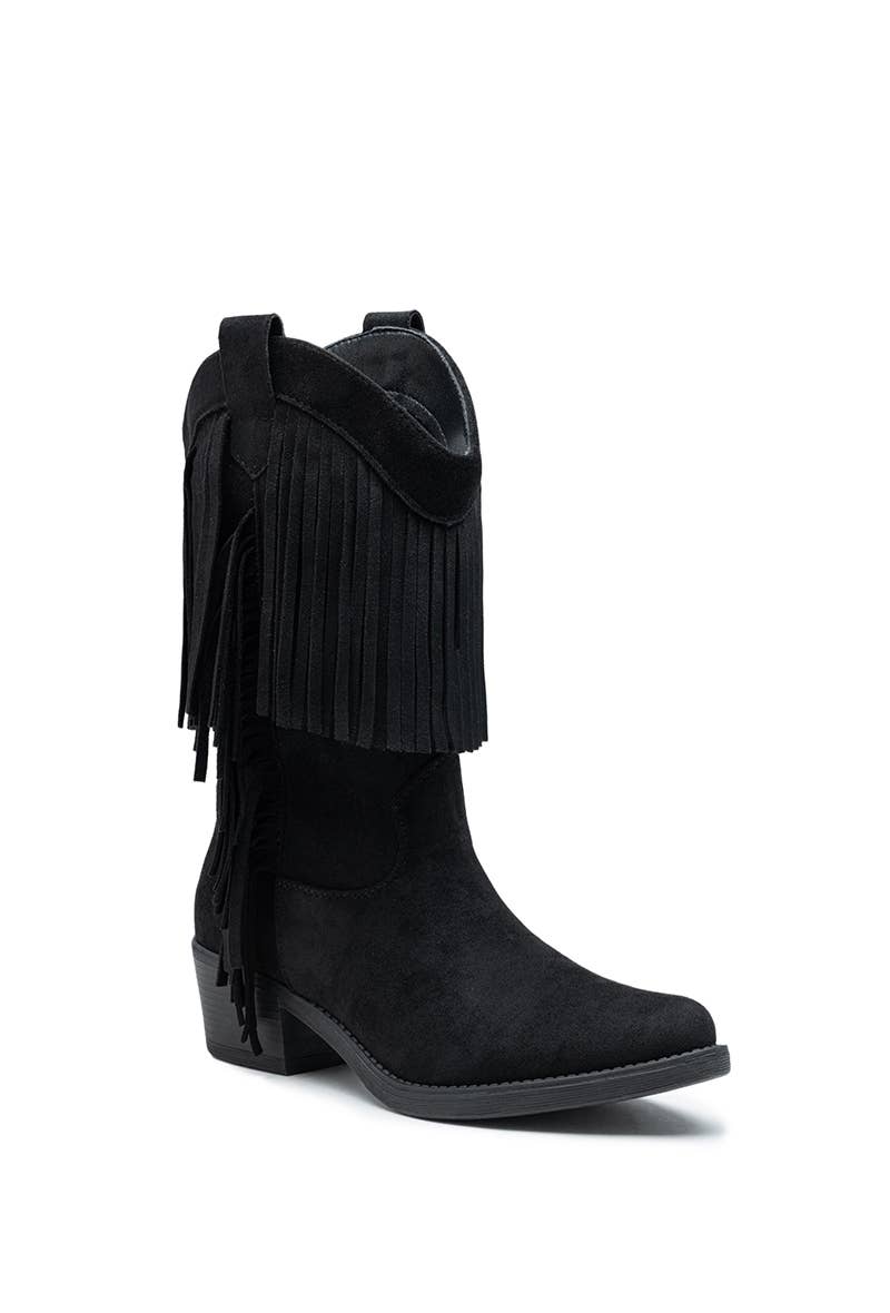Westernstiefel mit Fransen aus Wildlederimitat – HQ388
