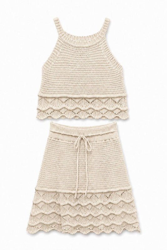 Strick Halter-Top mit Lochmuster