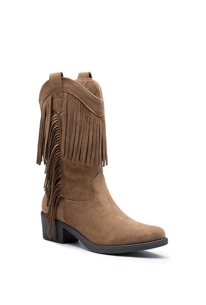 Westernstiefel mit Fransen aus Wildlederimitat – HQ388