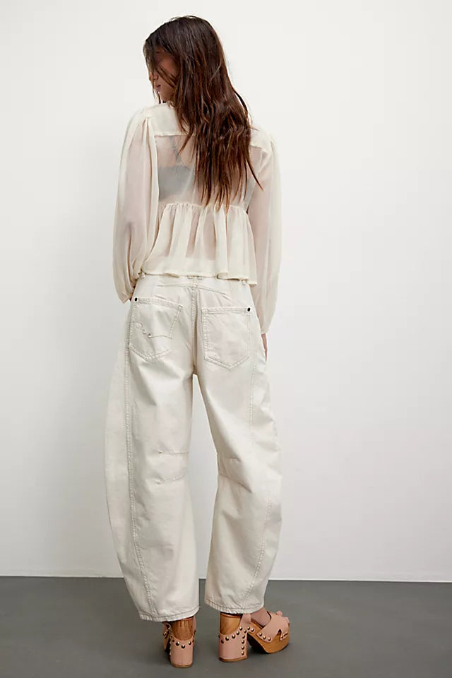 We The Free Good Luck Mid-Rise Barrel Jeans
