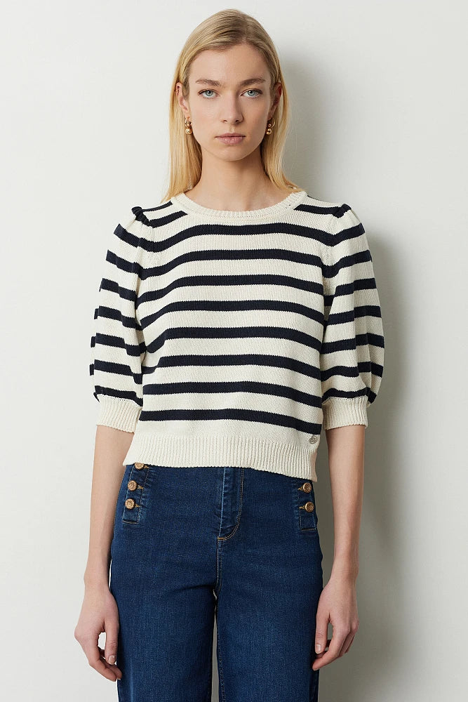 Pullover Gestreift Black-Off/White BSB