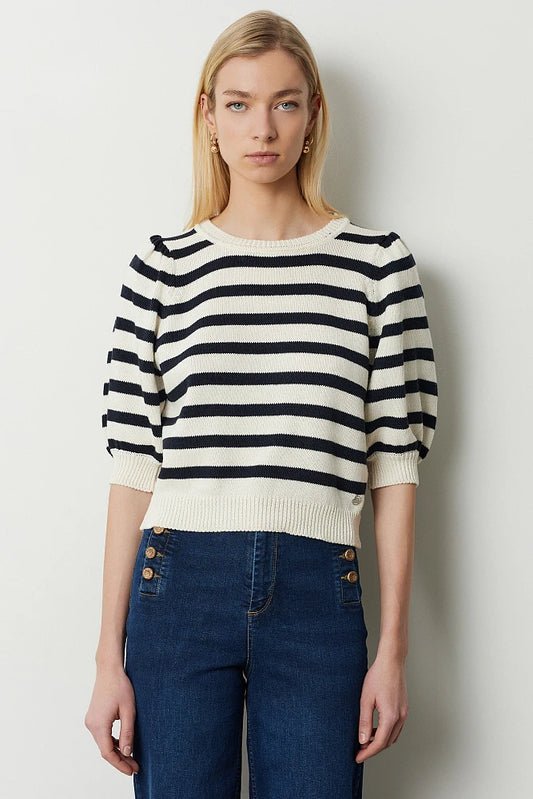 Pullover Gestreift Black-Off/White BSB