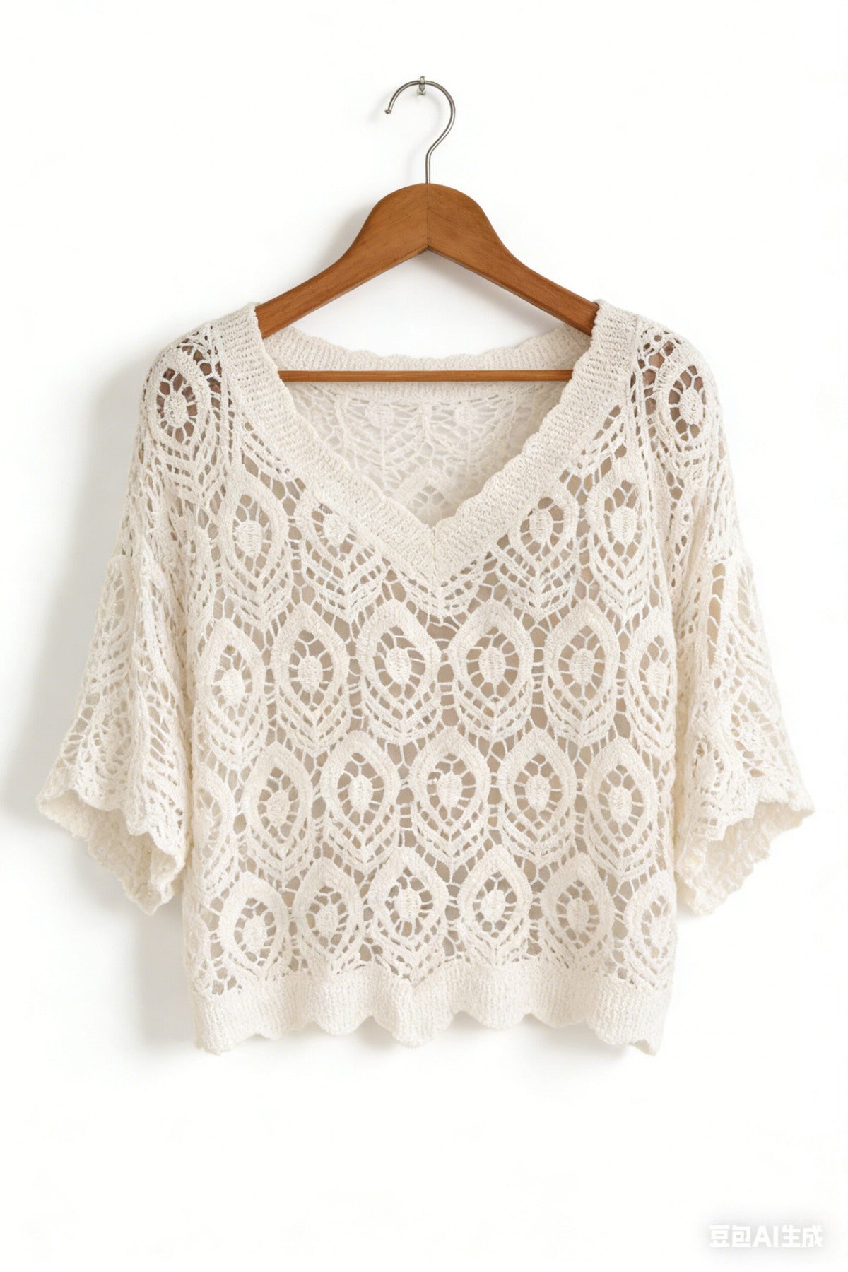 Gehäkelter Lochmuster-Pullover