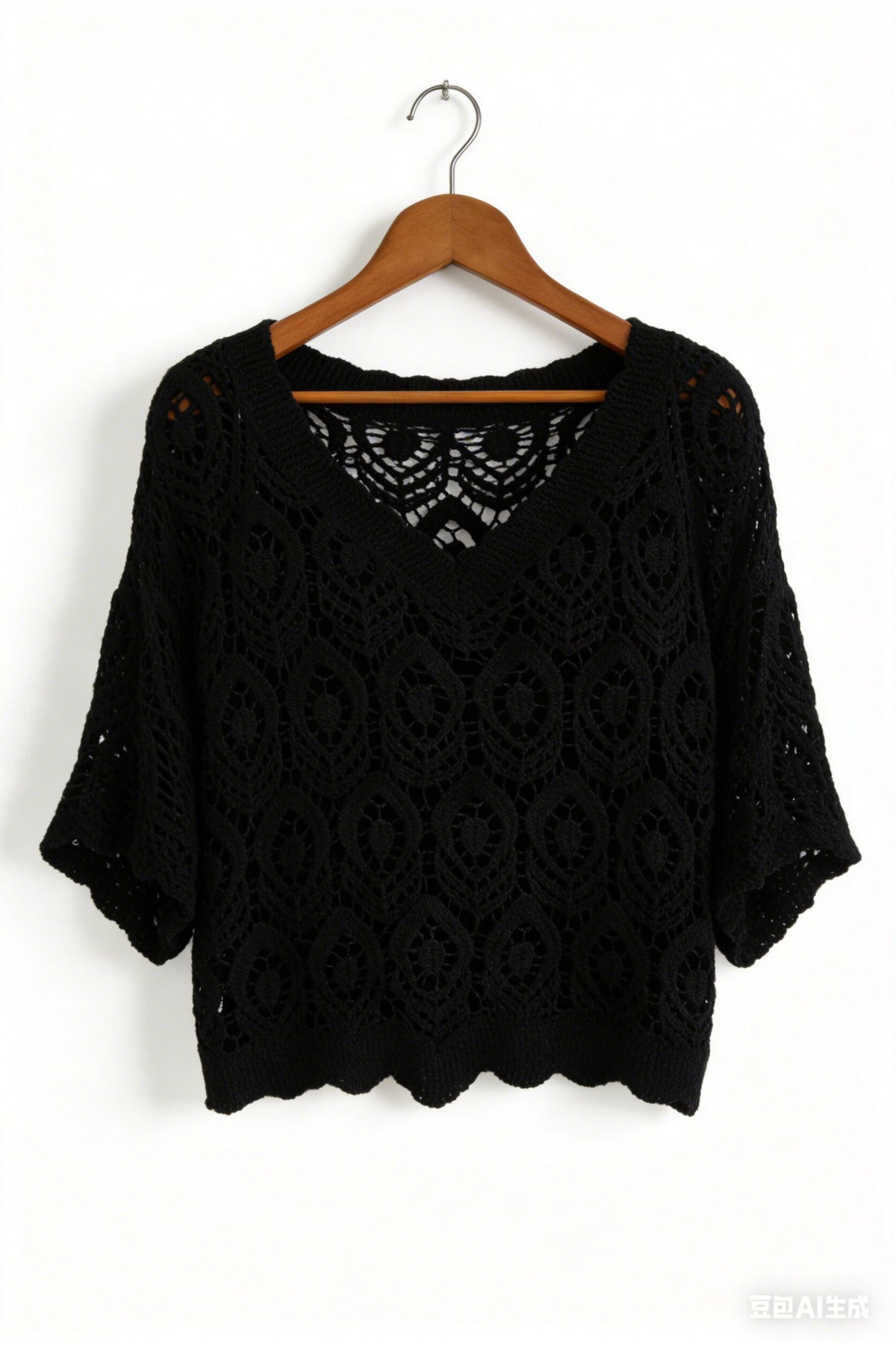 Gehäkelter Lochmuster-Pullover